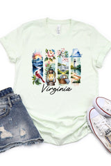 US3001P-E3061VA Virginia State Brushstroke Graphic Plus Tee $16
