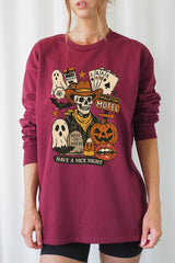 UL240P-E3107 Spooky Skeleton Graphic Plus Long Sleeve Tee $17