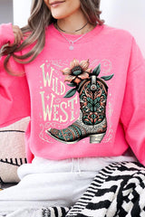 UL180P-E3100 Wild West Cowgirl Boot Graphic Plus Sweatshirt $25