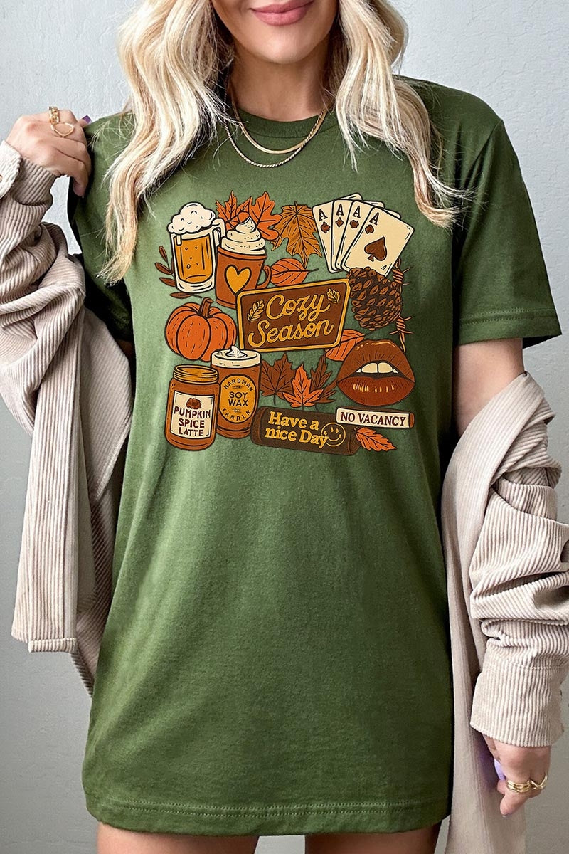 US3001-E3119 Retro Fall Collage Graphic Tee $12.5