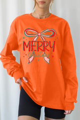 UL240P-E3197 Merry Christmas Bow Graphic Plus Long Sleeve Tee $17