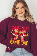 UL180-E3091 Red Yellow Football Game Day Bow Sweatshirt $20