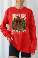 UL240P-E3190 Hunting Pumpkin Bow Graphic Plus Long Sleeve Tee $17