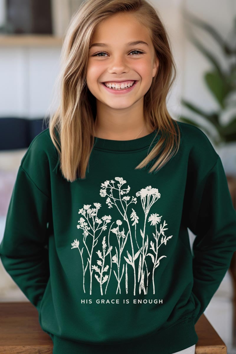 UL180B-E3146Z Christian Wildflower Kids Graphic Sweatshirt $20