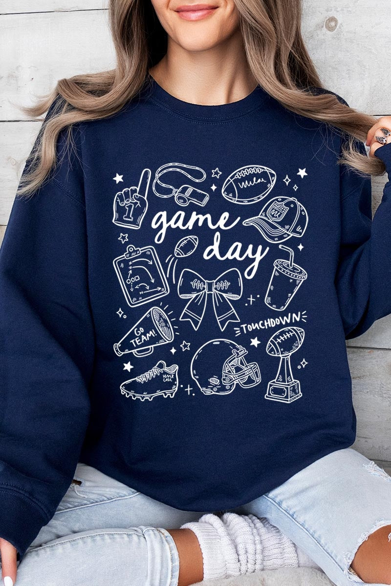 UL180P-E3081 Football Doodles Graphic Plus Sweatshirt $25