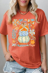 5000P-E3153 Floral Pumpkin Stack Graphic Plus Heavy Cotton Tee $12.75