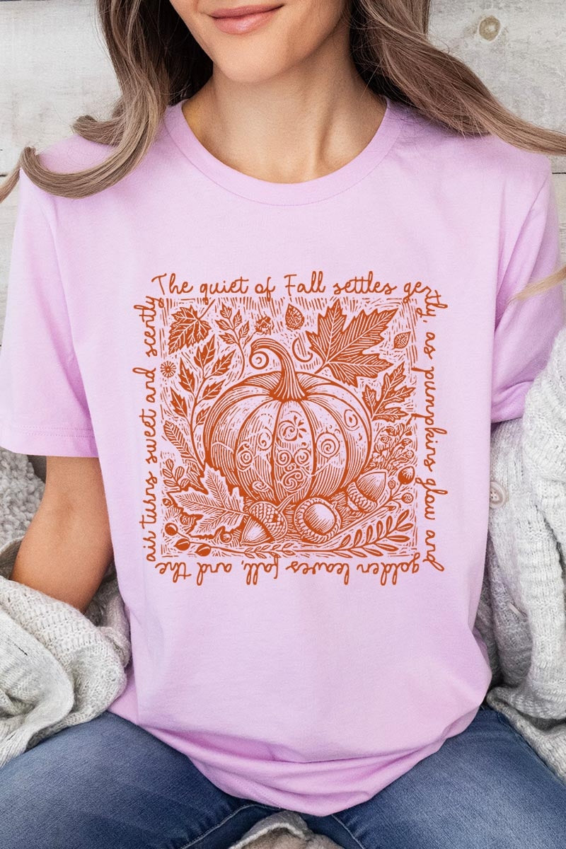 US3001P-E3112 Fall Pumpkin Botanical Graphic Plus Tee $16