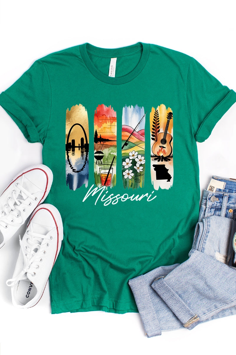 US3001-E3061MO Missouri State Brushstroke Graphic Tee $12.5