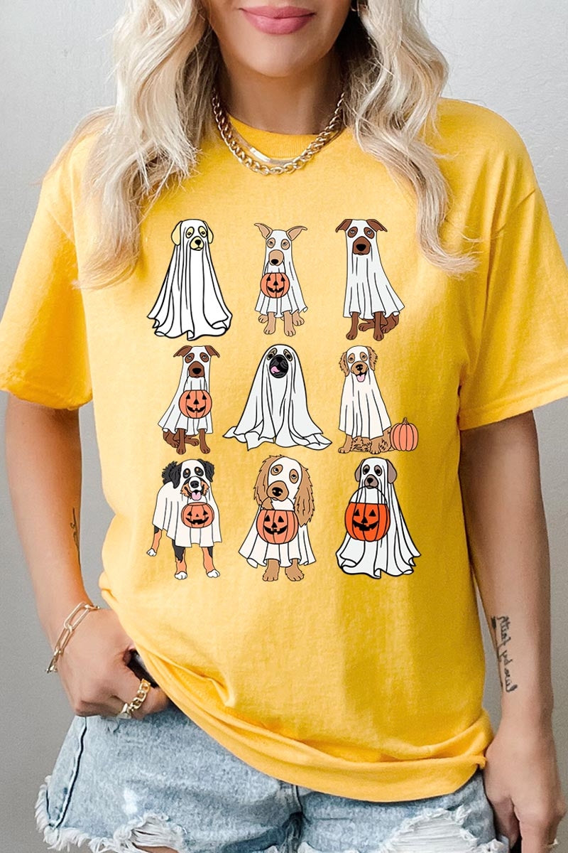 5000P-E3106 Halloween Ghost Dog Graphic Plus Heavy Cotton Tee $12.75