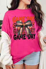5000-E3088 Orange Black Football GameDay Bow Heavy Cotton Tee $9