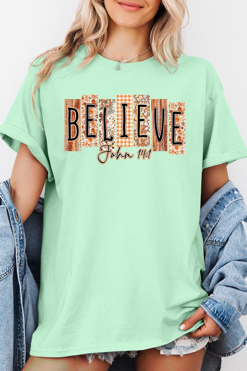 5000P-E3167 Believe Fall Christian Graphic Plus Heavy Cotton Tee $12.75