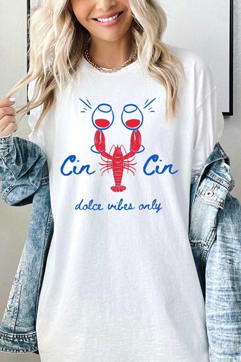 5000P-E3069 Cin Cin Lobster Graphic Plus Heavy Cotton Tee $12.75