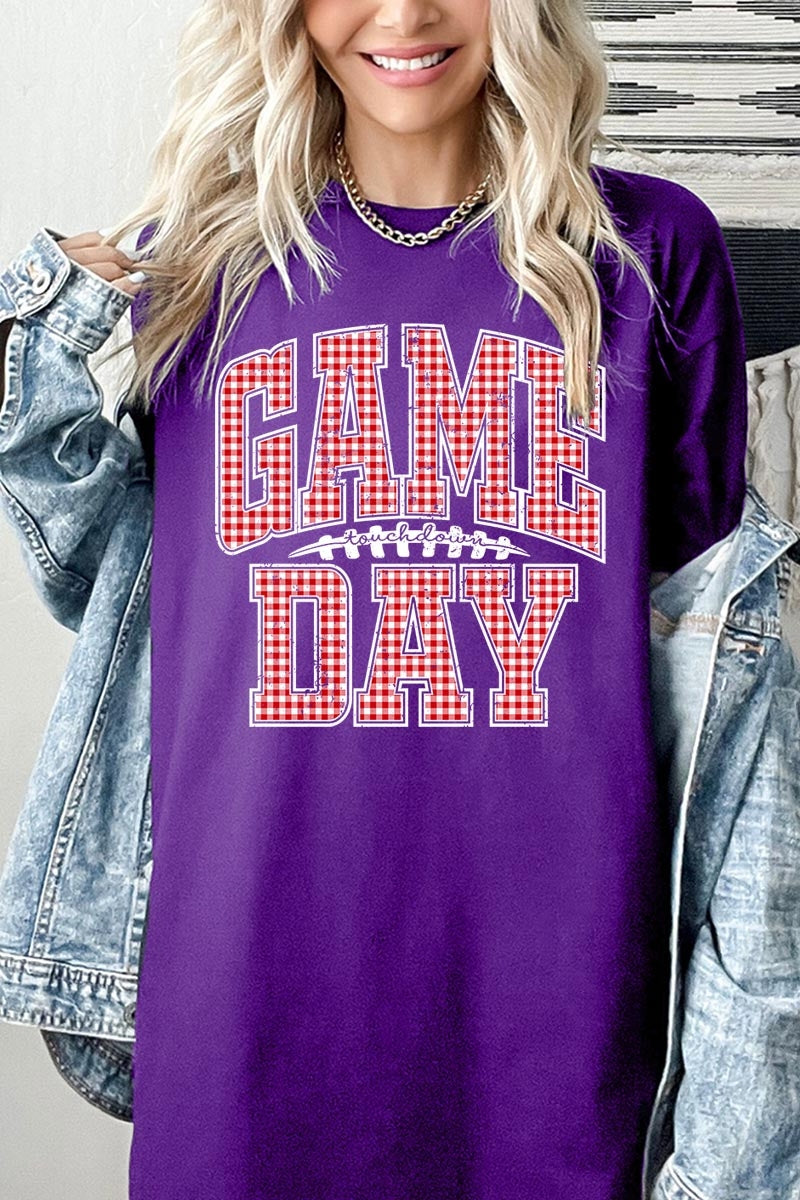 5000P-E3126 Red Gingham Game Day Graphic Plus Heavy Cotton Tee $12.75