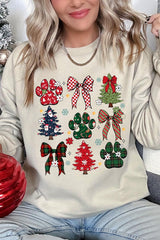 UL180P-E3195 Christmas Bow Paw Graphic Plus Sweatshirt $25