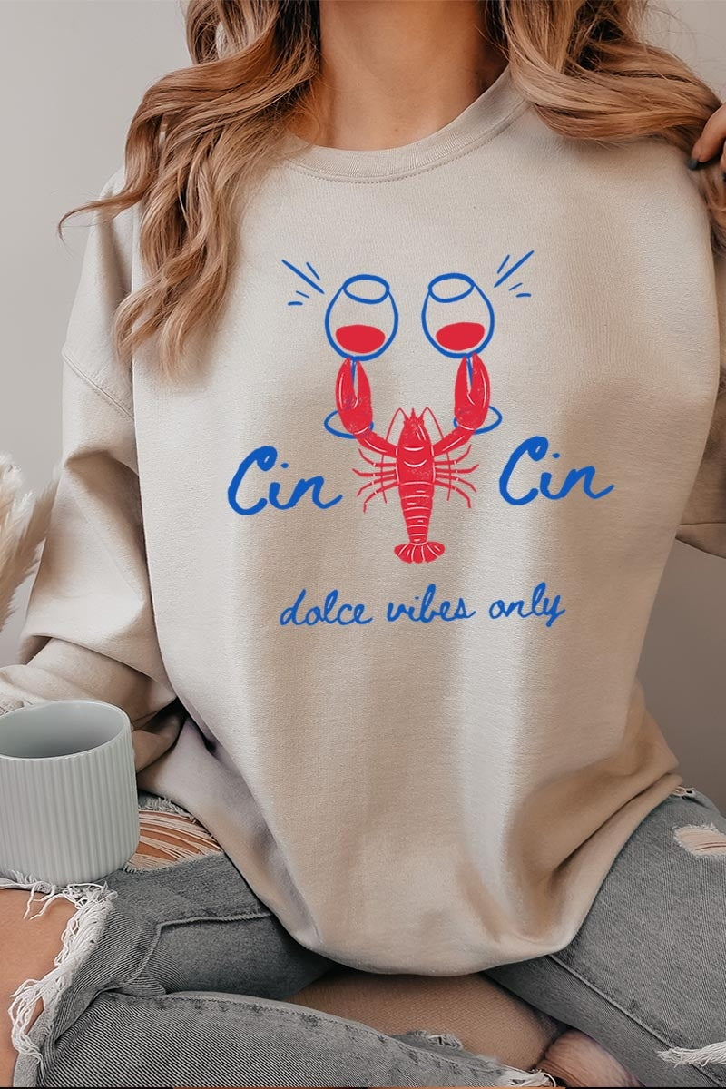 UL180P-E3069 Cin Cin Lobster Celebration Plus Sweatshirt $25