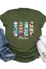 US3001-E3061ME Maine State Brushstroke Graphic Tee $12.5