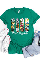 US3001P-E3061WV West Virginia State Brushstroke Graphic Plus Tee $16