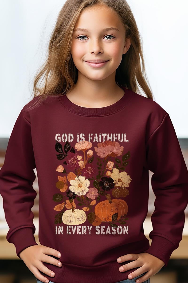 UL180B-E3171Z Faithful In Every Season Kids Graphic Sweatshirt $20