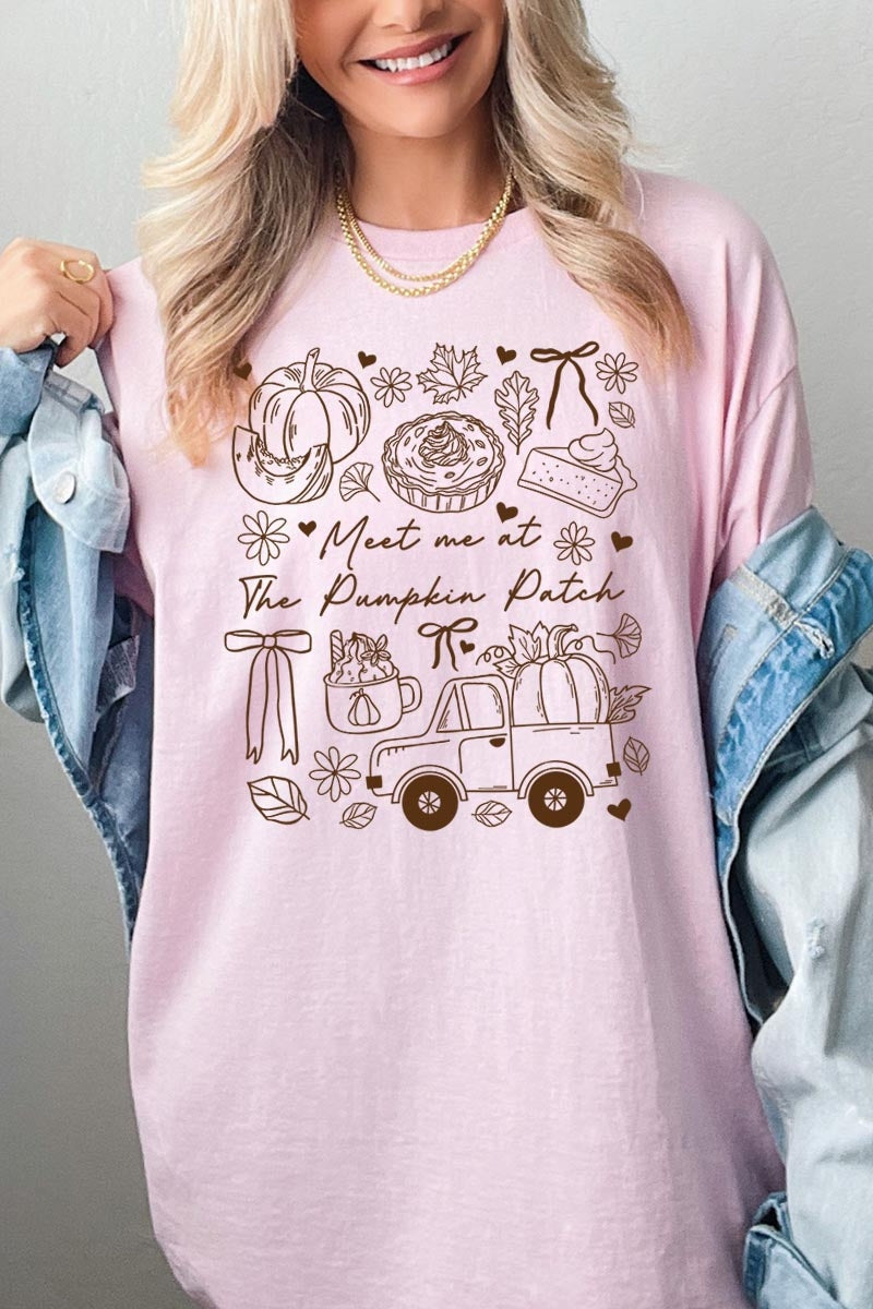 5000-E3163 Pumpkin Patch Doodle Graphic Heavy Cotton Tee $9