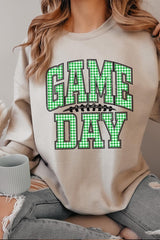 UL180P-E3128 Green Gingham Game Day Graphic Plus Sweatshirt $25