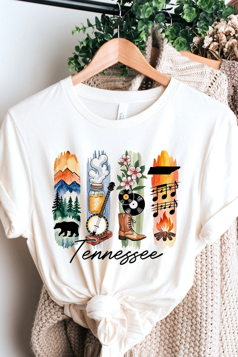 US3001P-E3061TN Tennessee State Brushstroke Graphic Plus Tee $16