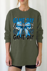 UL240P-E3089 Blue Silver Football Bow Plus Long Sleeve Tee $17