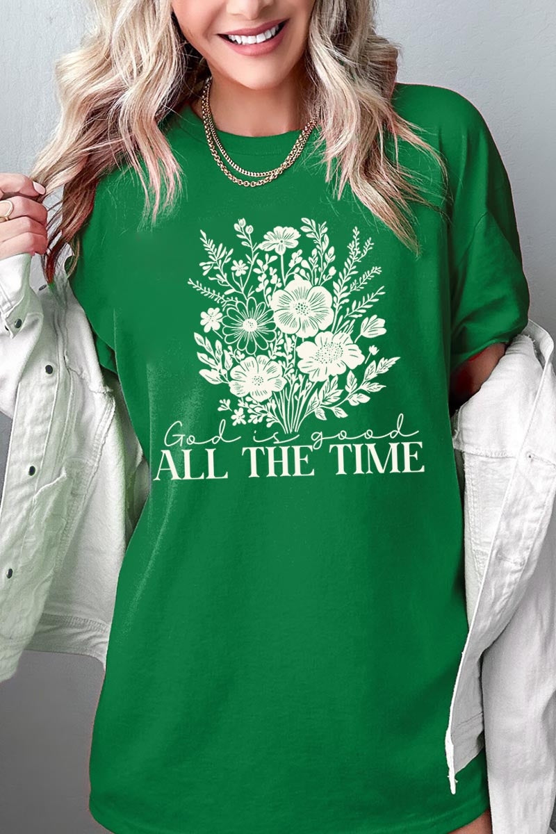 5000-E3116 God Is Good Floral Graphic Heavy Cotton Tee $9
