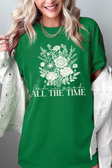 5000-E3116 God Is Good Floral Graphic Heavy Cotton Tee $9