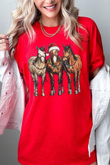 5000P-E3182 Christmas Horses Graphic Plus Heavy Cotton Tee $12.75