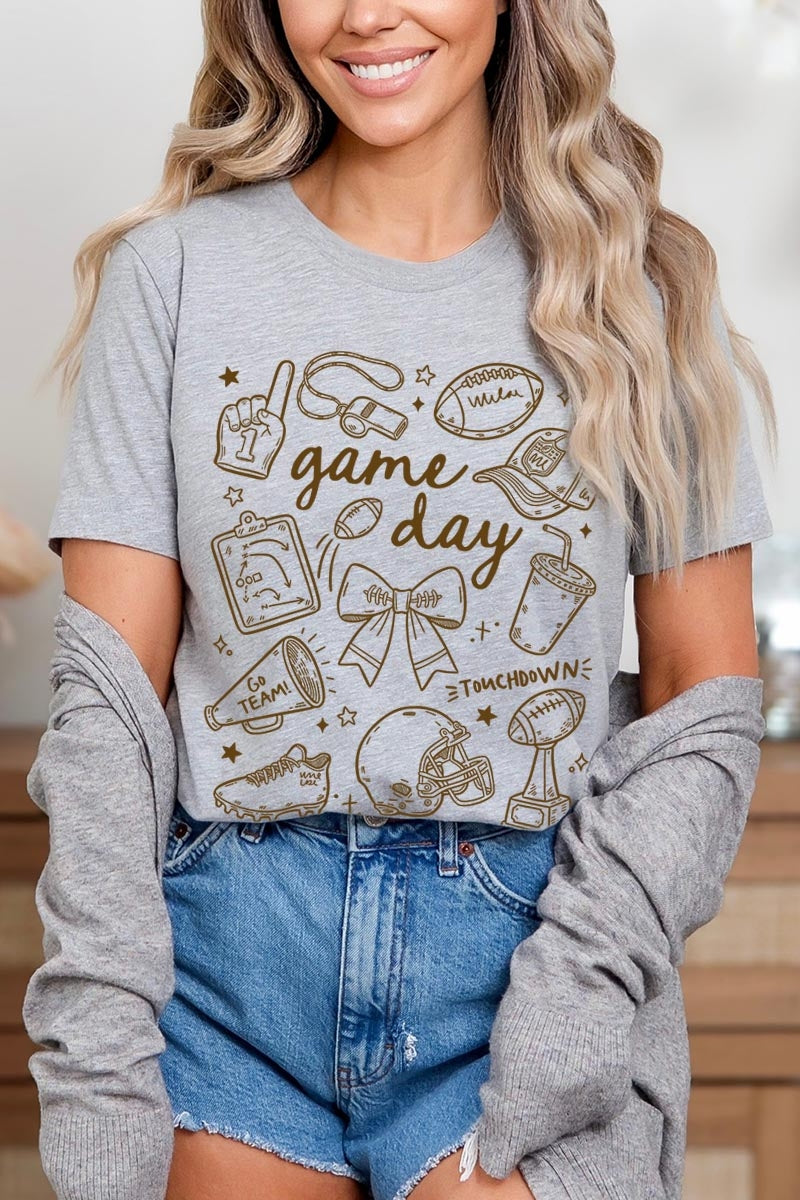 US3001-E3081 Football Doodles Graphic Tee $12.5