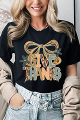 US3001P-E3154 Give Thanks Bow Graphic Plus Tee $16