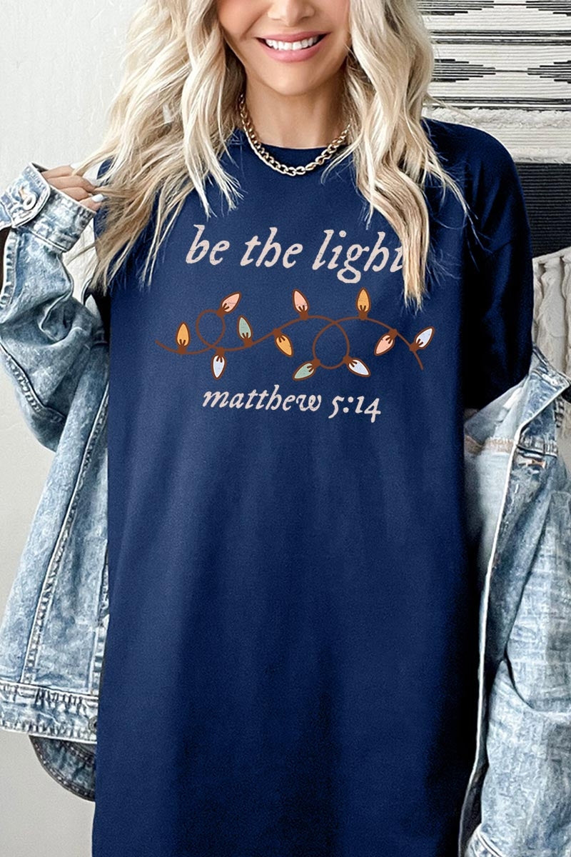 5000P-E3214 Be the Light Christian Graphic Plus Heavy Cotton Tee $12.75