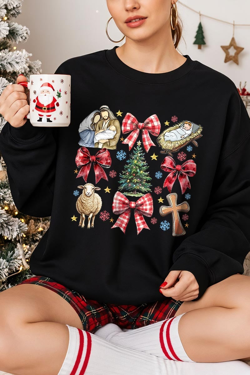 UL180-E3219 Nativity Scene Christmas Graphic Sweatshirt $20