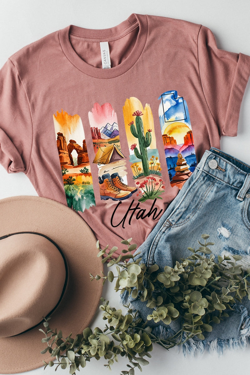 US3001-E3061UT Utah State Brushstroke Graphic Tee $12.5