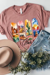 US3001P-E3061UT Utah State Brushstroke Graphic Plus Tee $16