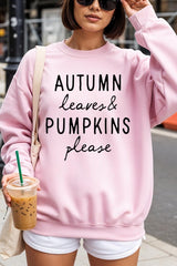 UL180P-E3158 Autumn Leaves Pumpkins Graphic Plus Sweatshirt $25