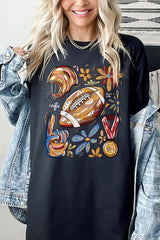 5000-E3072 Retro Floral Football Graphic Heavy Cotton Tee $9