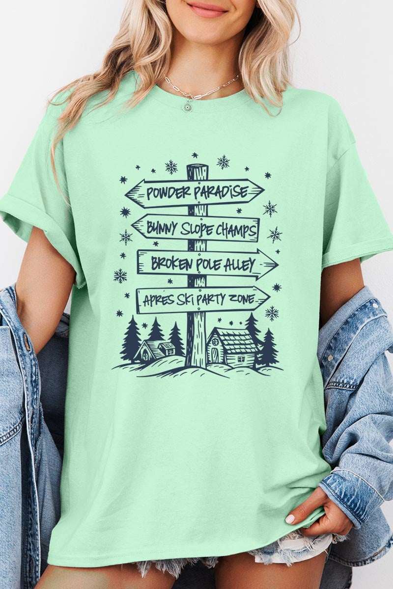 5000-E3189 Ski Lodge Signs Graphic Heavy Cotton Tee $9