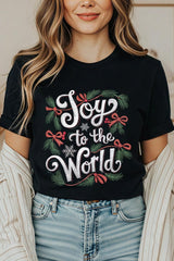 US3001-E3221 Joy to the World Christmas Graphic Tee $12.5