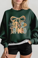UL180-E3154 Give Thanks Bow Graphic Sweatshirt $20