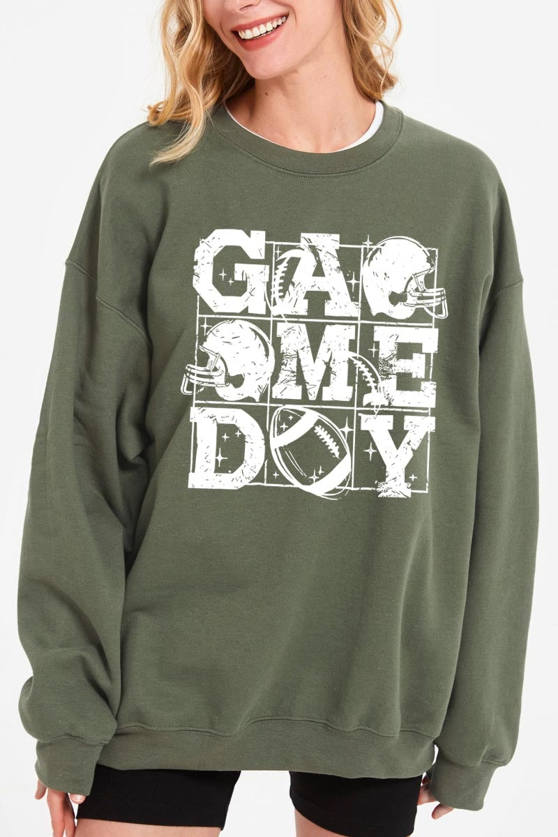 UL180-E3073 Distressed Game Day Graphic Sweatshirt $20
