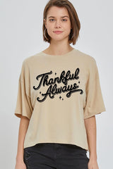 CTS-E3168 Thankful Always Graphic Relaxed Crop Top $11