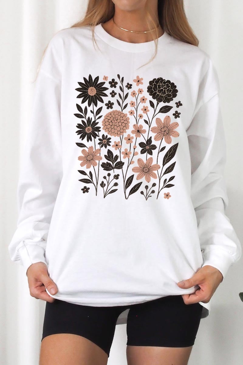 UL240P-E3178 Fall Floral Garden Graphic Plus Long Sleeve Tee $17