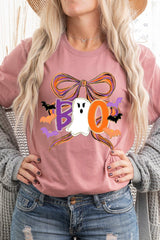 US3001-E3120 Boo Brushstroke Bow Graphic Tee $12.5