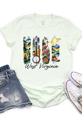 US3001-E3061WV West Virginia State Brushstroke Graphic Tee $12.5