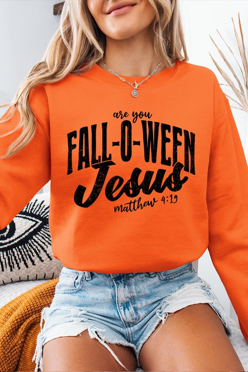 UL180-E3143 Are You Fall O Ween Jesus Graphic Sweatshirt $20