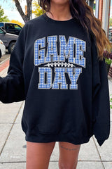 UL180-E3130 Blue Gingham Game Day Graphic Sweatshirt $20