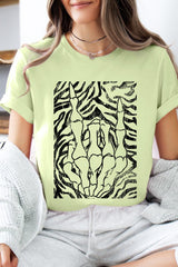 US3001-E3177 Skeleton Hands Zebra Graphic Tee $12.5