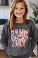 UL180B-E3126Z Red Gingham Game Day Kids Graphic Sweatshirt $20