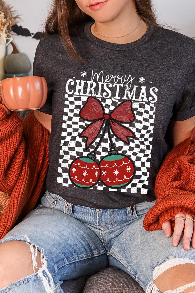 US3001P-E3196 Cherry Ornament Christmas Graphic Plus Tee $16